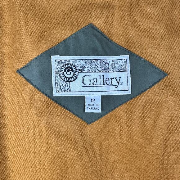 Gallery Green Long Trench Coat Size 12 Removable Lining Leather Contrast - Picture 13 of 13